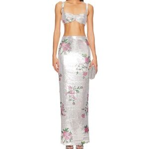 Camila Coelho Pia Sequin Maxi Skirt and Top Set (S top / XS skirt)